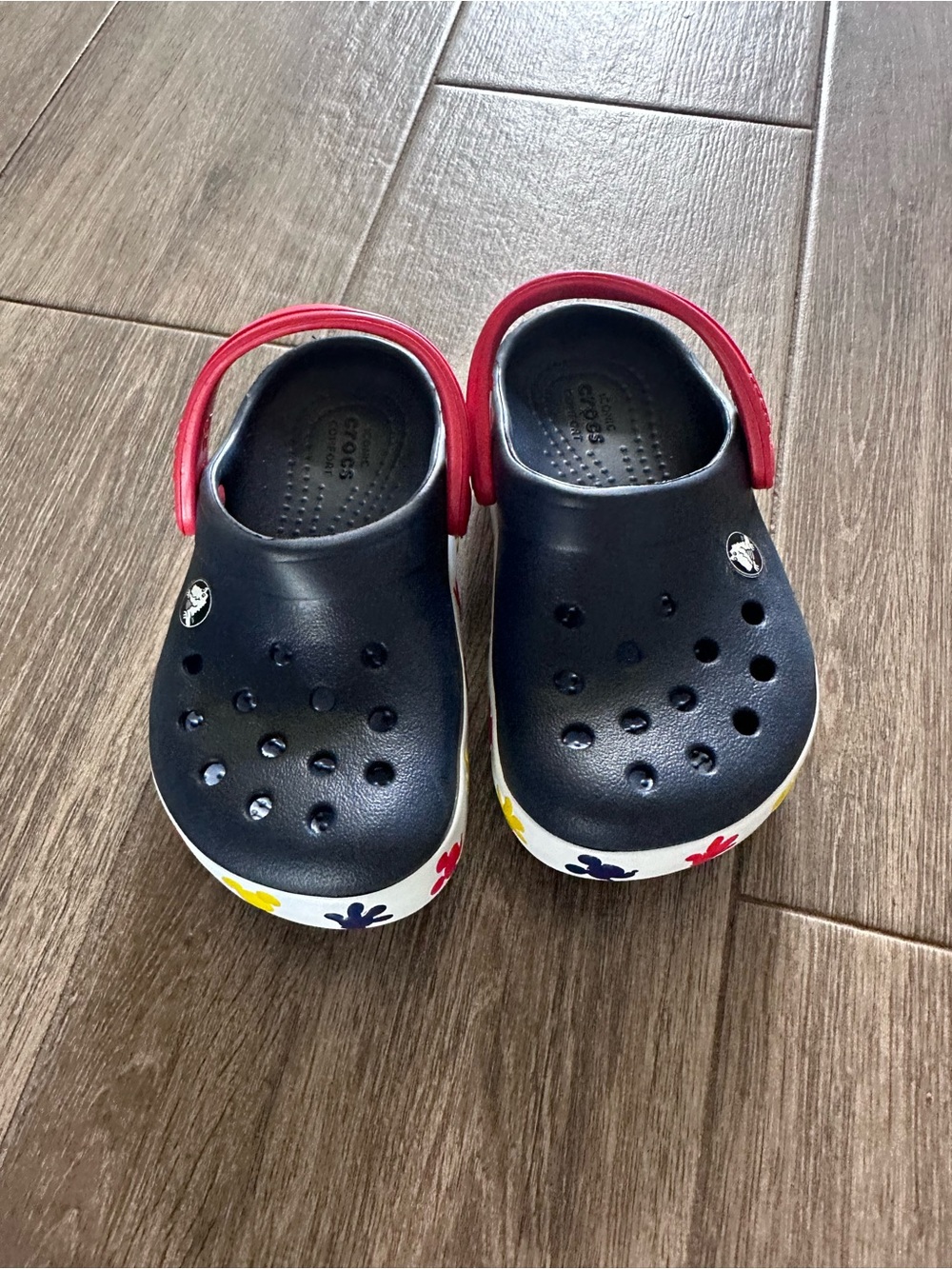 CROCS toddler Mickey Navy Clog with Red Strap and Multicolor Mickey Accents - Picture 2 of 4
